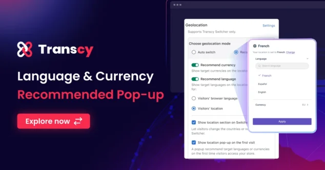 Language & Currency Recommended Pop-up