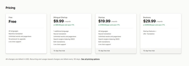 gtranslate-pricing-plans-on-shopify-app-store