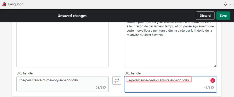 URL translation interface review LangShop