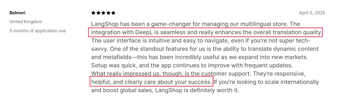 positive-review-on-langshop-translation-quality-and-customer-support