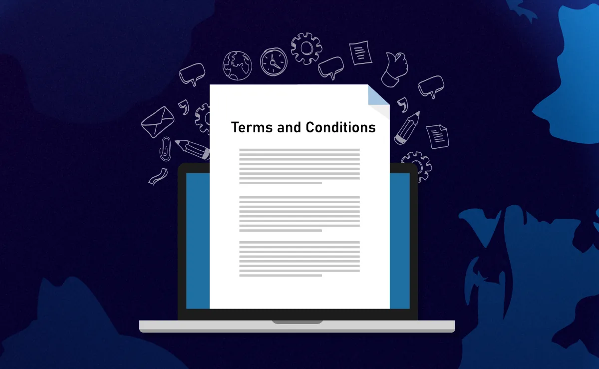 Terms and conditions document on laptop for localized ecommerce legal pages